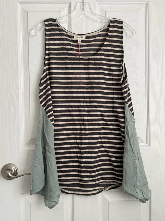 Umgee Black and Cream Striped Sleeveless Tank - Picture 1 of 4